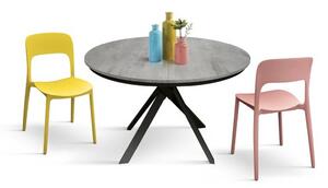 PAZZO DESIGN Masă extensibilă Lino, picioare încrucișate Shangay rotundă, fabricată în Italia, bază neagră, gri pal | Aosom Romania