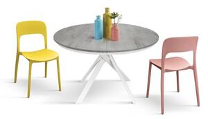 PAZZO DESIGN Masă extensibilă Lino, picioare încrucișate Shangay rotundă, fabricată în Italia, bază albă, gri pal | Aosom Romania