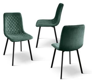 PAZZO DESIGN Set de 4 scaune Arianna din catifea verde cu picioare metalice | Aosom Romania