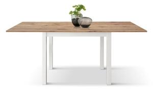 PAZZO DESIGN Masă extensibilă Giuliano, stejar rustic, laminat, fabricată în Italia, bază albă, 90 x 90 x 76,5 cm | Aosom Romania