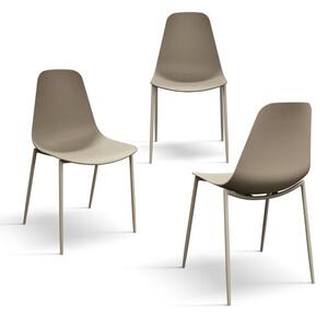 PAZZO DESIGN Set de 4 scaune Alix gri porumbel din polipropilenă și picioare metalice | Aosom Romania