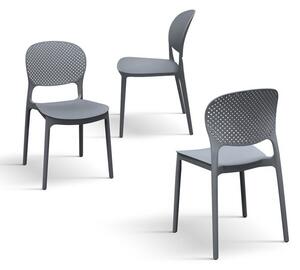 PAZZO DESIGN Set de 4 scaune Anita Gri din polipropilenă | Aosom Romania