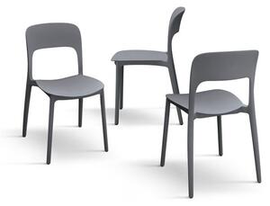 PAZZO DESIGN Set de 4 scaune Luana gri din polipropilenă | Aosom Romania