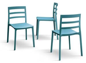 PAZZO DESIGN Set de 4 scaune Luca albastru din polipropilenă | Aosom Romania