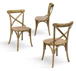 PAZZO DESIGN Set de 4 scaune Oscar cu finisaj natural | Aosom Romania
