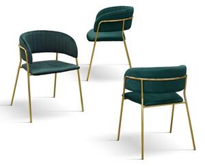 PAZZO DESIGN Set de 2 scaune Penelope Verde din catifea cu picioare metalice | Aosom Romania