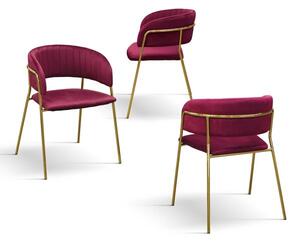 PAZZO DESIGN Set de 2 scaune Penelope Bordeaux din catifea cu picioare metalice | Aosom Romania