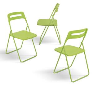 PAZZO DESIGN Set de 6 scaune pliante Peter Verde cu cadru metalic | Aosom Romania
