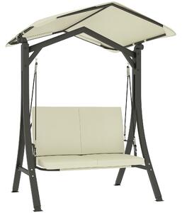 Outsunny Leagăn de Grădină 2 Locuri cu Acoperiș Reglabil 150x120x182cm Crem | Aosom Romania