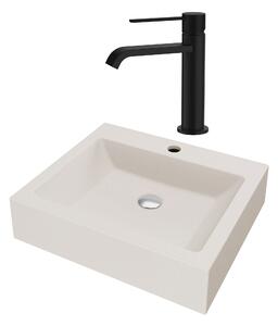 SET Lavoar de baie din granit compozit Timo + Baterie Agata negru - Bej