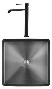 SET Lavoar de baie inox HD4040 + Baterie Dorota negru - Negru
