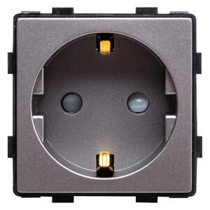 Modul Priză Schuko 16A Gri Pulsar Touch NS, Design Modern Încastrat, Ideal pentru Sisteme Electrice Elegante 230V IP20, Compatibil Rame Sticlă