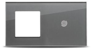 Ramă dublă sticlă securizată 4mm Pulsar Touch NS 1P+1T Gri pentru priză și întrerupător, design minimalist modern, montaj încastrat, finisaj elegant