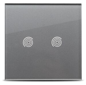 Panou sticlă securizată 2T Pulsar Touch NS gri 86x86mm pentru întrerupător tactil modern, finisaj elegant, rezistent, ideal design interior premium