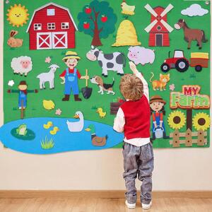 Jucărie Montessori din pâslă, animale de fermă, pentru copii