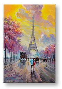 Tablou de perete pictat WALKING IN PARIS 1 parte 60x90 cm CFAZH6205E1