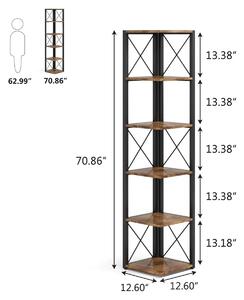 Etajera de colt cu lemn-structura metal,seria A-620, Homs, 185x30x30 cm, nuc/negru,30115