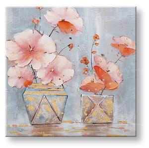 Tablou de perete pictat FLORI IN A VASE 1-parte 60x60 cm CWF1863WE1