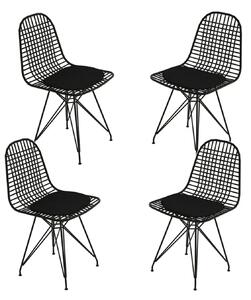 Set 4 scaune metal, Dining Homs, negru 80 x 42 x 45 cm