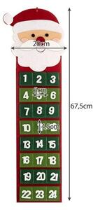 Calendar advent material textil, 24 buzunare, reutilizabil, snur prindere, 67,5x20 cm