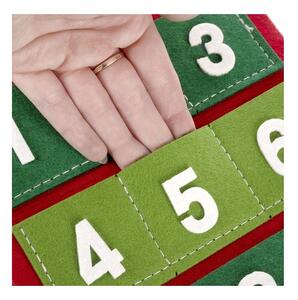 Calendar advent material textil, 24 buzunare, reutilizabil, snur prindere, 67,5x20 cm