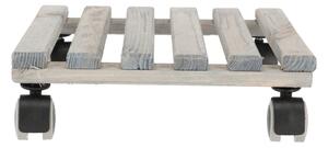 Suport din lemn cu roți pentru ghivece Esschert Design, 29 x 29 cm, gri