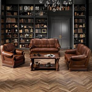 Canapea living piele naturala PARMA, maro, 195x96x95 cm