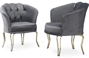 Fotoliu VIiena, scaun,gri-auriu, picioare metal auriu, Homs