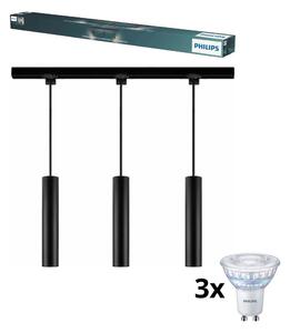 Philips-LED dimmabil, lampă suspendată pe cablu pentru sistem de șină EASYLINK, 3xGU10/6,2W/230V, 1m, negru