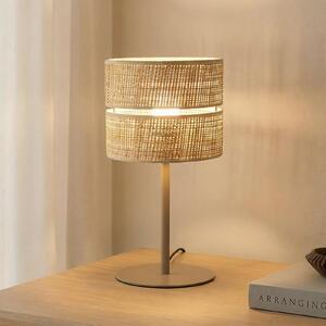 TK Lighting Lampa de masă Calma, bej, rafia, înălțime 38 cm, E27, Bej, Camera de zi / sufragerie, Altele