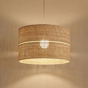 TK Lighting Lampă suspendată Calma, 1 bec, bej, rafia, Ø 50 cm, E27, reglabil, Bej, Camera de zi / sufragerie, Altele