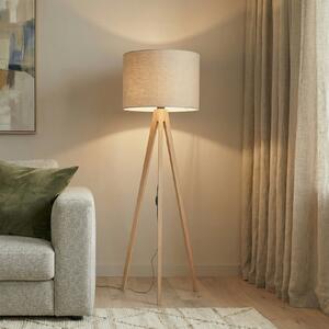 TK Lighting Lampadar Grand, bej/pin, înălțime 145 cm, E27, Lemn, Camera de zi / sufragerie, Lemn, Modern, Tripod