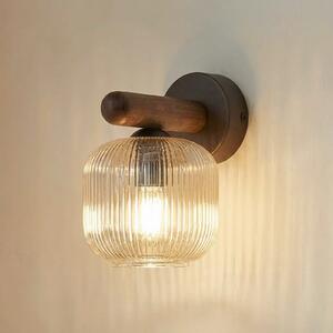 TK Lighting Aplică Salvia, maro/cognac, sticlă, înălțime 20 cm, E14, reglabil, Lemn, Camera de zi / sufragerie, Sticlă