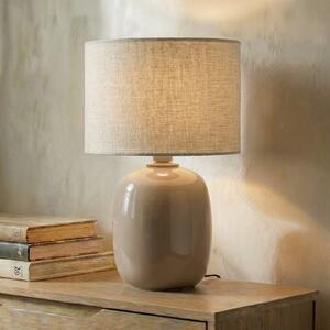TK Lighting Lampa de masă Melody, nisip, textil, înălțime 48 cm, E27, Bej, Camera de zi / sufragerie, Țesătură / Textil