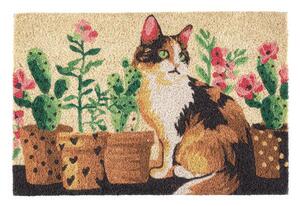 Covoraș de intrare din fibră de cocos PISICĂ ȘI CACTUȘI 40 x 60 cm