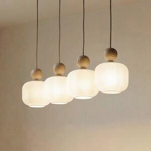 TK Lighting Lampa suspendată Ballo, 4 becuri, bej, sticlă, lungime 80 cm, reglabil, Bej, Camera de zi / sufragerie, Sticlă
