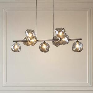 TK Lighting Lampă suspendată Lava, maro, cu 9 becuri, sticlă, lungime 116 cm, G9, reglabil, Maro / Rugină, Camera de zi / sufragerie, Sticlă