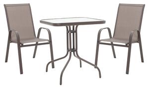Set de gradina masa si scaune 3 bucati Watson-Calan metal negru-textilena maro 70x70x70cm