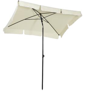 Outsunny Umbrelă Parasolară Dreptunghiulară pentru Terasă și Grădină, Ușor de Manevrat, 200x125x235cm, Crem | Aosom Romania