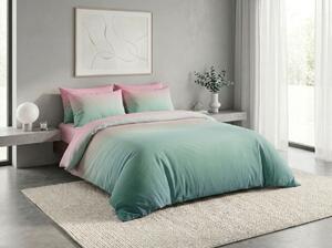 Lenjerie de pat din bumbac OMBRE verde-roz Dimensiune lenjerie de pat: 70 x 90 cm | 140 x 200 cm