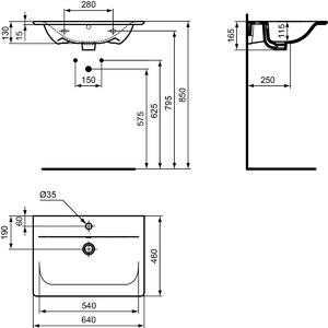 Set dulap baie suspendat MDF negru Ideal Standard Tesi cu lavoar Connect Air inclus 64 cm