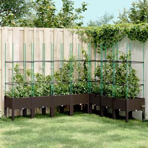 Jardinieră de grădină cu spalier, maro, 200x160x142,5 cm, PP