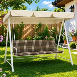 Perna balansoar gradina 150x50x50 cm, doua segmente, husa detasabila, carouri maro-bej