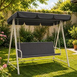 Perna balansoar gradina 150x50x50 cm, doua segmente, husa detasabila, gri antracit