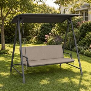 Perna balansoar gradina 150x50x50 cm, doua segmente, husa detasabila, cappuccino