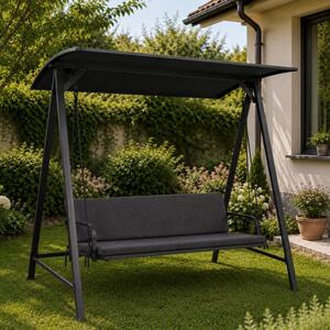 Perna balansoar gradina 150x50x50 cm, doua segmente, husa detasabila, negru