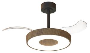 Ventilator de tavan inteligent cu LED Coin Mini, lemn/negru - Mantra Mantra Iluminación, Coin Mini, reglabil, Lemn, Camera de zi, Metal, Modern