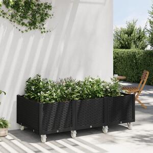 Jardinieră de grădină cu picioare, negru, 150x80x54 cm, PP