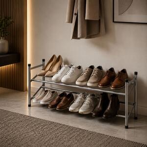 Organizator extensibil pentru încălțăminte, metal gri, 62–115 x 23 x 38 cm