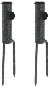 Suporturi de umbrelă cu țăruși, 2 buc. 9x35 cm oțel galvanizat